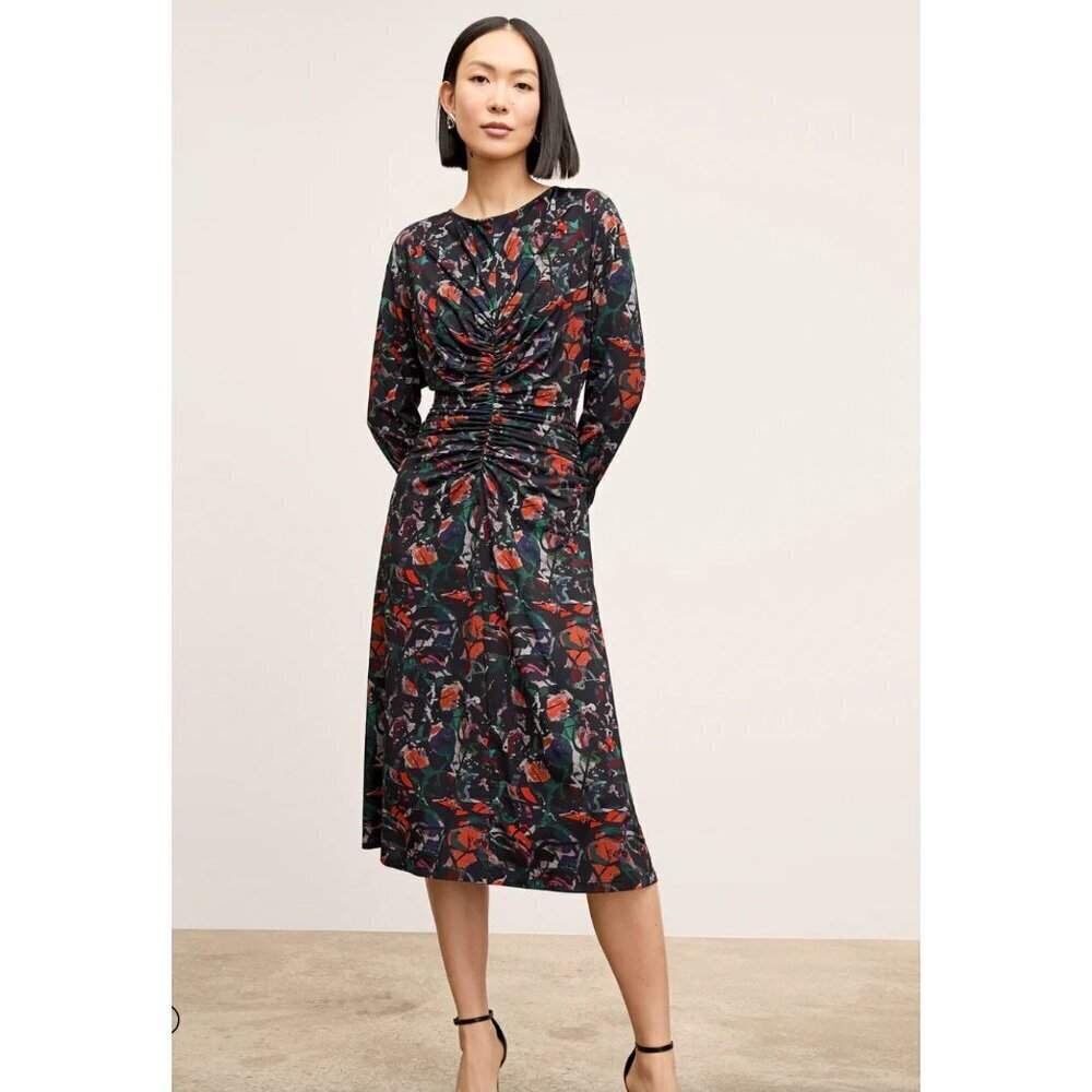 MM Lafleur The Johnna Dress Printed Jersey in Splatter Pop Red Black Size Large